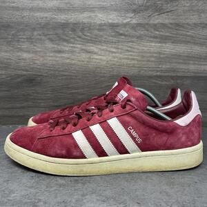 Adidas Campus Sneakers Mens Size 10.5 Burgundy Suede Low Top BZ0087